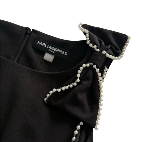 Karl Lagerfeld Dresses & Skirts - Karl Lagerfeld Paris Black Sleeveless Gown w/ Pearl Trim | Size 4